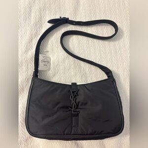 SOLD! YSL Saint Laurent Le 5 a 7 Black Hobo Logo Shoulder Bag w/Adjustable Strap